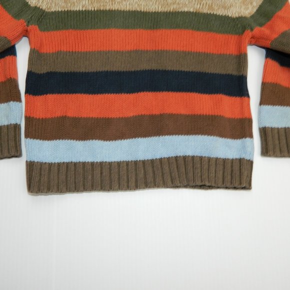 GAP Boys 2T Striped Sweater Orange Brown Blue - Picture 4 of 7